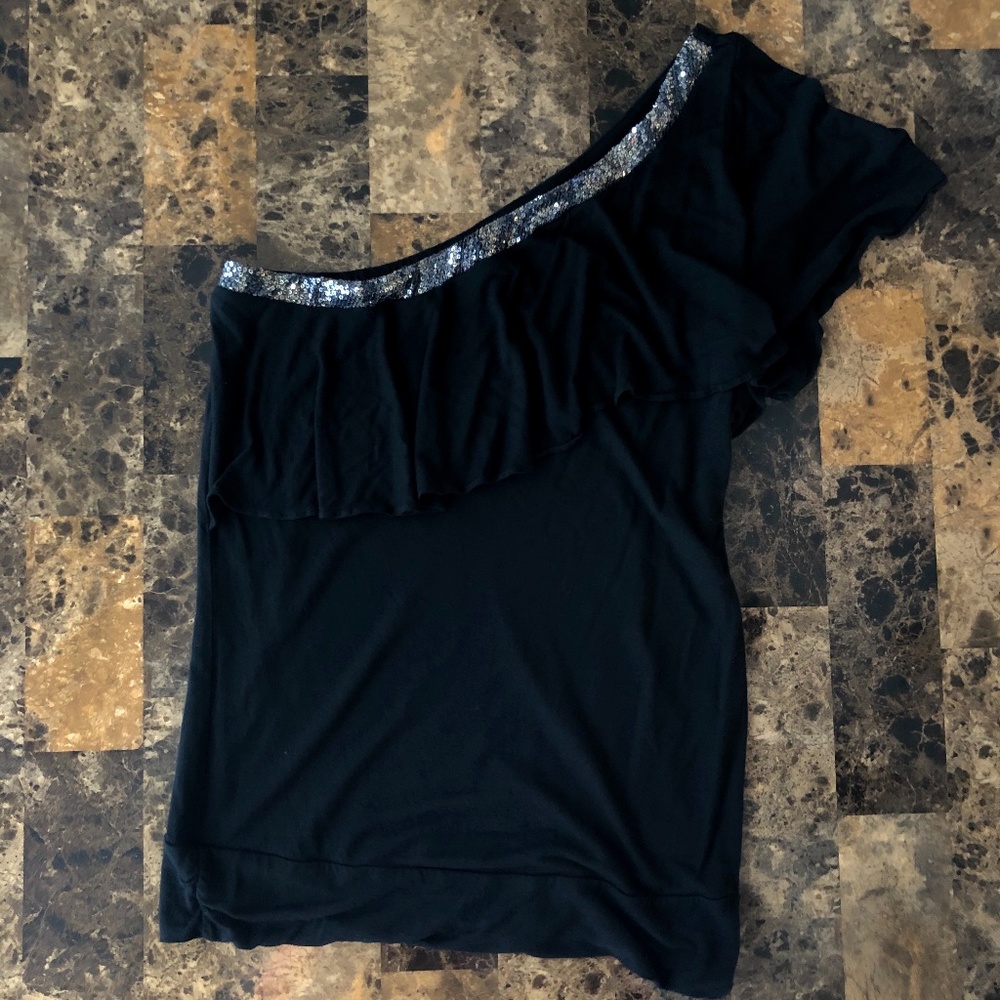 Express sequin one shoulder top, size M, worn once